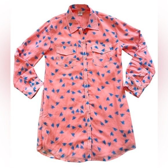 Sheridan French pink & blue Fly collared button down shirt dress size 8 - Picture 1 of 9
